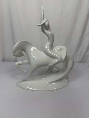 Royal Dux Bohemia Czech Porcelain Figurine, Lady Godiva Riding Horse, Designed b